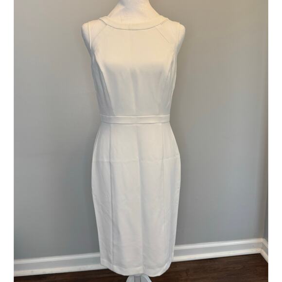 White House Black Market NWT size 4 cream knee length sleeveless sheath dress - Picture 1 of 14